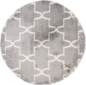 Tapiso Alfombra de salón gris crema shaggy trébol marroquí suave 200 x 200 cm