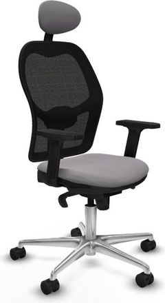 Piqueras y Crespo Jorquera Sincro Malla Negra Similpiel Gris Brazos 2d Base Aluminio Cabecero Fijo Ruedas 65mm Nailon