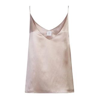Eleventy Sleeveless Tops, female, Pink, Size: S Silk Satin Sleeveless Top