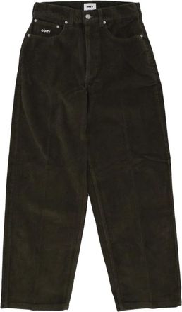 Obey Bigwig Baggy Corduroy Pant - Heren - Straight fit broeken - Groen - W34 - Katoen - Broeken