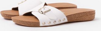 FitFlop Fitflop IQushion Womens Adjustable Buckle Leather Slides - White - Size UK 7