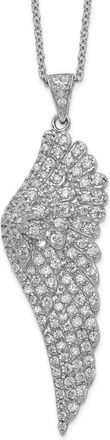 Diamond2Deal Sterling Silver Cubic Zirconia Angel Wing Necklace 18