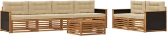 vidaXL Conjunto De Sof&aacute;s De Exterior 7 Uds. Natural Y Beige Poli&eacute;ster Vidaxl