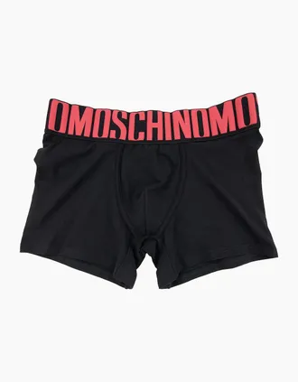 Moschino Mens Moschino Underwear Logo Print Stretch Cotton Trunks Black - Size: 35/34/32