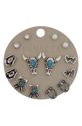 Panacea Western Set of 7 Assorted Stud Earrings in Silver at Nordstrom Rack