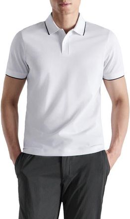 Mango Comfort Stretch Tipped Piqu&eacute; Polo in White at Nordstrom, Size X-Large