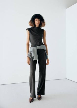 Mango Pantalone a coste dritte grigio scuro vigor&eacute; - Donna - XXS - MANGO