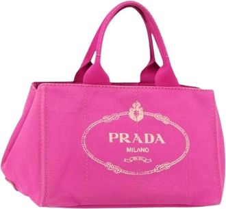 Prada Pre-owned Tote Bags, female, Pink, Size: ONE SIZE Pre-owned Vintage Canvas Tote Bag