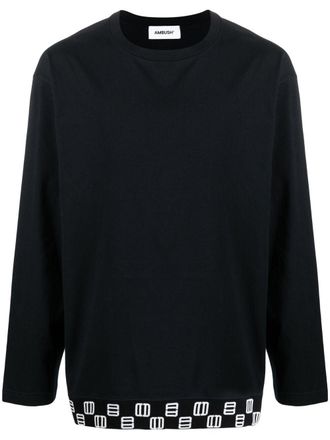 AMBUSH logo-print long-sleeved T-shirt - men - Cotton/Spandex/Elastane/Polyamide/Cotton - S - Black