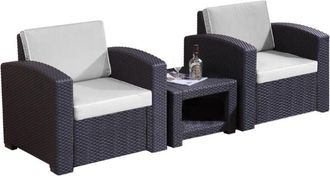 Le Stelle Le Stelle - Set Salotto da Giardino in Polyrattan da 3 Pezzi, 2 Poltrone da Esterno, Tavolino e Cuscini