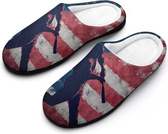 Generic Vintage USA Flag Baseball Sports Mens Slippers Comfortable And Non-slip Cotton Slipper Shoe for House