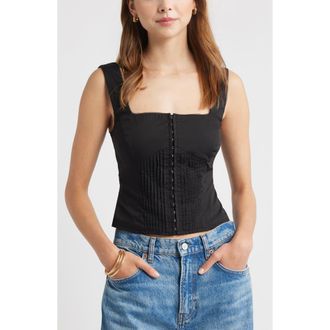 Open Edit Pintuck Bustier Top in Black at Nordstrom Rack, Size X-Large