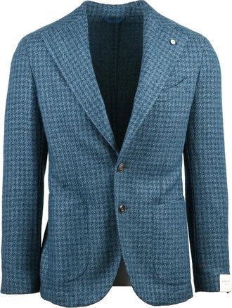 L.B.M. 1911 Textured Grey and Sky Blue Wool-Blend Jacket