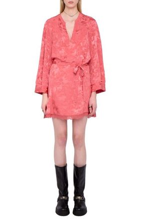 Zadig&Voltaire Ramasco Horse Pattern Jacquard Silk Minidress in Tea Rose at Nordstrom, Size X-Small