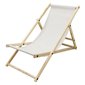 ECD Germany Ecd Germany - Silla De Playa Madera De Pino 3 Posiciones De Reclinaci&oacute;n Plegable Tumbona Tradicional De Sol Para Jard&iacute;n O Balc&oacute;n Beige Impermeable Has