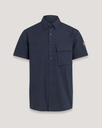 Belstaff Camisa De Manga Corta Scale Para Hombre Algod&oacute;n Te&ntilde;ido En Prenda Tinta Oscura 2xl