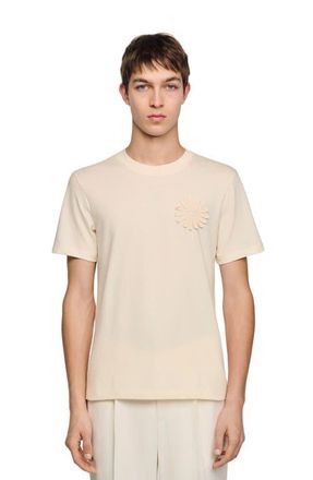 Sandro Cotton crochet flower T-shirt in Butter Cream at Nordstrom, Size Xx-Large