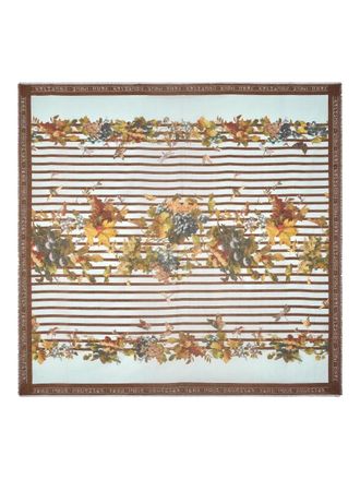 Jean Paul Gaultier striped floral scarf - women - Cotton/Silk - One Size - Blue