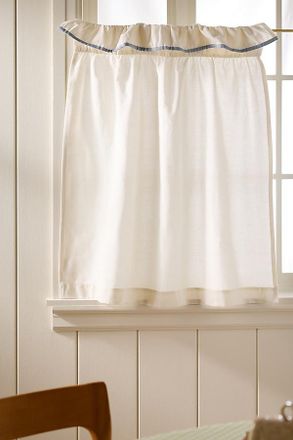 Anthropologie Ruffle Top Cotton Woven Cafe Curtain, Set of 2
