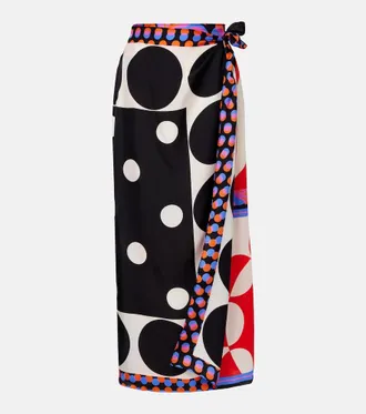 Dries Van Noten Printed silk wrap skirt