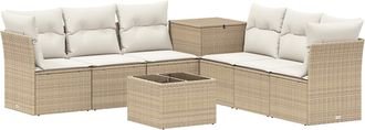 vidaXL Juego De Sof&aacute; 8 Uds. Beige Y Blanco Crema Vidaxl