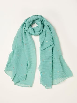 Fat Face FatFace Green Foil Printed Crinkle Scarf