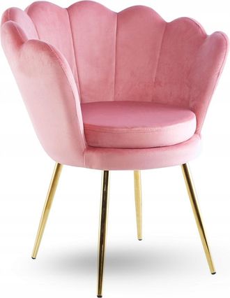 OEM Elegante Sill&oacute;n De Terciopelo Rosa Sobre Estructura Dorada Para La Sala De Estar