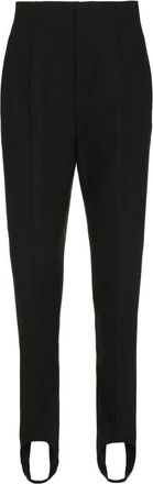Bottega Veneta Katoenen hoge taille broek met stijgbeugels - Dames - Slim Fit Broeken - Zwart - XS - Katoen - Broeken