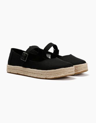 Toms Womens TOMS Carolina Mary Jane Textile Womens Black Espadrilles - Size: 6