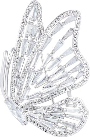 Savvy Cie Jewels RHODIUM PLATED OVER BRASS BUTTERFLY BROOCH