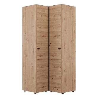 Dmora Armario 2 Puertas Madera, Ropero Dormitorio 4 Estantes, Apertura Batiente, Esquinero, 95x208h Cm Marr&oacute;n Roble Nudoso