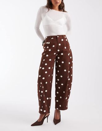 Asos Jeans bombati a pois-Marrone