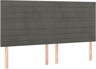 vidaXL Cabecero Con Luces Led Terciopelo Gris Oscuro 160x5x118/128 Cm Vidaxl