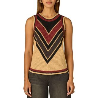 Wit & Wisdom Chevron Sleeveless Sweater in Golden Beige/Fired Brick at Nordstrom, Size X-Small