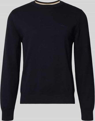 HUGO BOSS Regular Fit Strickpullover aus reiner Baumwolle Modell UPCAS in Marine, Gr&ouml;&szlig;e XXXL