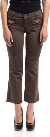 Liu Jo Flare Bottom Up Broek - Dames - Wijde Broeken - Groen - W31 - Katoen - Broeken