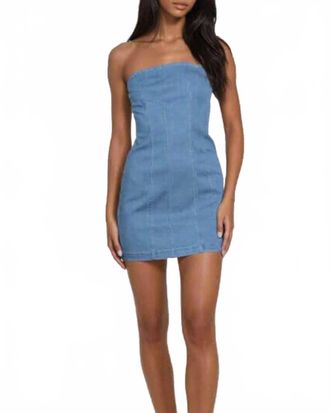 Naked Zebra Marah Strapless Mini Dress In Denim