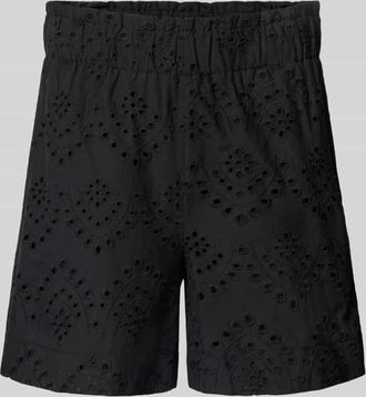 Pieces Loose Fit Bermudas mit Lochstickerei Modell VILDE in Black, Gr&ouml;&szlig;e XL