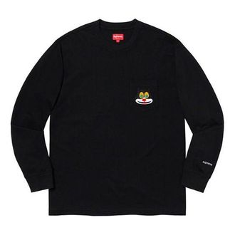 SUPREME FW19 Week 4 Cat L/S Pocket Tee Chest Kitten Long Sleeves Unisex Black SUP-FW19-478