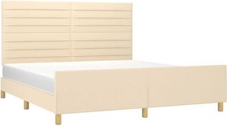 vidaXL Cama Sin Colch&oacute;n Tela Color Crema 160x200 Cm Vidaxl