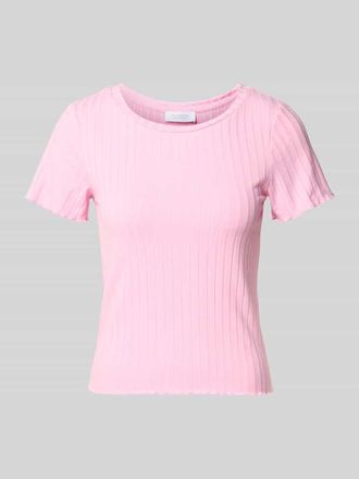 Rich & Royal T-Shirt aus Viskose-Mix in Ripp-Optik in Rosa, Gr&ouml;&szlig;e XL
