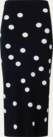 Akris Polka Dot Knit Midi Tube Skirt