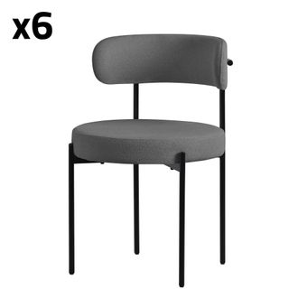 ML Design 6x sillas de comedor tejido teddy gris asientos de polipiel
