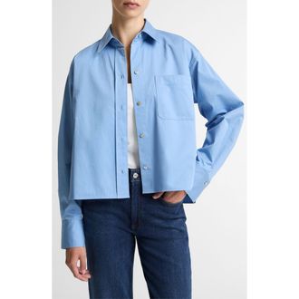 Vince Crop Cotton Shirt in Hydra at Nordstrom, Size Xx-Small
