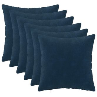vidaXL Cuscino Con Cuscino Heerlen 6 Pz Blu Fleece In Microfibra Vidaxl