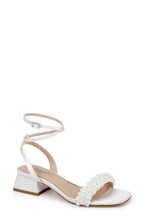 Badgley Mischka Payton Ankle Strap Sandal in Ivory Satin at Nordstrom, Size 6.5