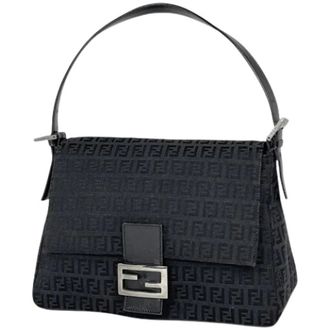 Fendi Pre-owned Canvas Shoulder Bag - Dames - Pre-owned - Zwart - Maat: ONE Size Leer