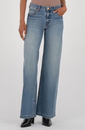 Kut from the Kloth Jean Mid Rise Wide Leg Jeans in Ablaze at Nordstrom, Size 14