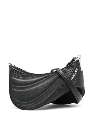 MUGLER debossed shoulder bag - Black
