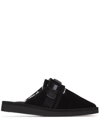 Suicoke Zavo shearling-trim slippers - women - Suede - 5 - Black